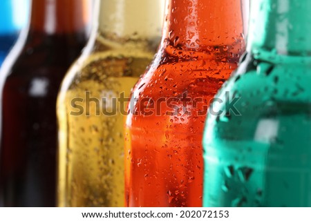 Soda drinks with cola, soft drinks in bottles