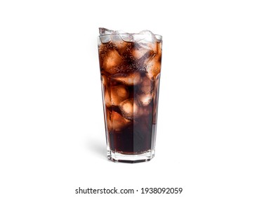 Soda with ice in a transparent glass isolated on a white background. High quality photo - Shutterstock ID 1938092059