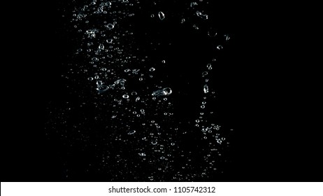 Soda Water Liquid Splashing Bubbles Drop In Black Background Represent Sparkling And Refreshing