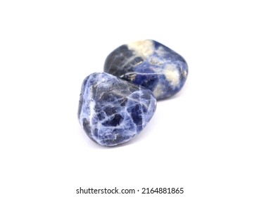 Sodalite, Ornamental Semi Precious Gemstone, On White Background.