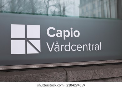 Sodertalje, Sweden - January 8, 2021: The Primary Health Care Services Capio Health Center Window With Logotype.