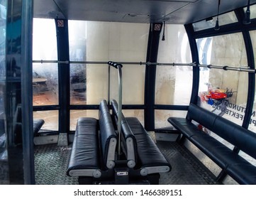 Soelden, Austria, January 09 2018: A View To The Interior Of New Modern Ski Lift Cabin In Soelden, Austria.