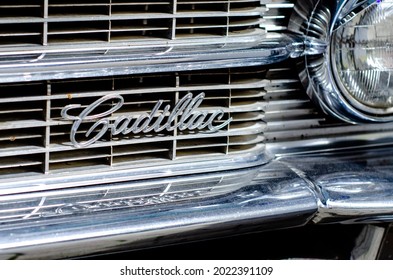 Soest, Germany - August 08, 2021: Cadillac Inscription On The Grill