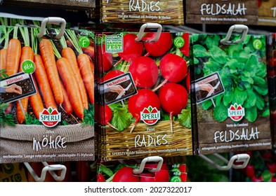 Soest, Germany - August 14, 2021:  Sperli vegetable seeds for sale