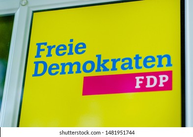 Soest, Germany - August 3, 2019: Free Democratic Party (German: Freie Demokratische Partei, FDP) Logo.