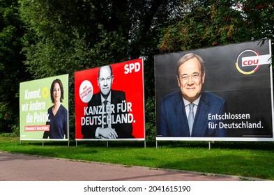 Soest, Germany - September 12, 2021: Election Campaign Posters Of German Political Parties