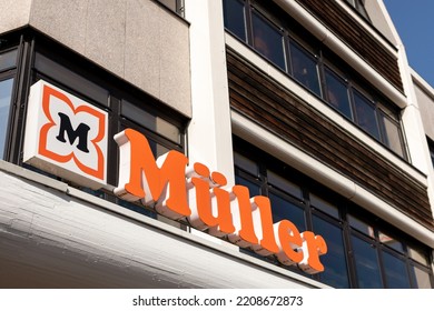 Soest, Germany - September 12, 2022: Muller Department Store Logo On Street Soest, Germany