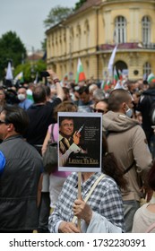 Sofia ,Bulgaria -14/05/2020 .Anti-government protests against the ruling GERB party.A woman protests against the mandatory vaccination announced by Bill Gates