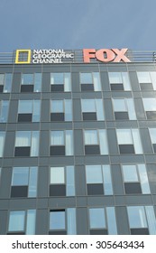 Sofia, Bulgaria - August 05, 2015: Logos Of  National Geographic Channel And FOX. National Geographic Channel Is An American Digital Cable And Satellite Television Channel Owned By Fox Cable Networks.