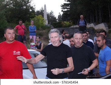 Sofia, Bulgaria - August 31, 2013 :    The english singer and composer George Roger Waters visits military cemetery from WW2 before his concert in Sofia