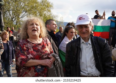 Sofia, Bulgaria - May 09, 2022: Supporters of Russia celebrate Victory Day near the monument to the Soviet army