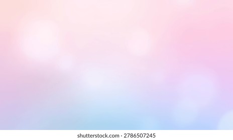 A soft abstract background features a gentle gradient of pastel pink and blue tones with out of focus circular bokeh light spots