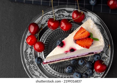 Soft Berry Souffle Cake Decorated With Berries