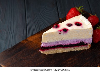 Soft Berry Souffle Cake Decorated With Berries