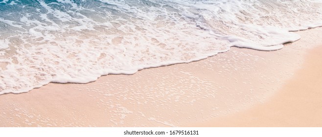 Soft blue ocean wave,sandy beach,banner - Shutterstock ID 1679516131