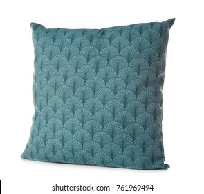 Soft Blue Pillow, Isolated On White