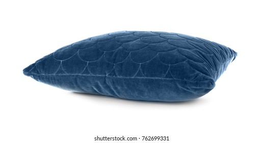 Soft blue pillow, isolated on white