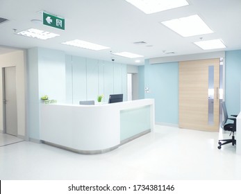Soft and blurred image The decoration of the work desk of nurse staff within the new building hospital. - Shutterstock ID 1734381146