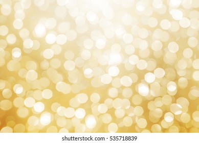 Soft Blurred Yellow And Gold Bokeh Background, Abstract Christmas Lights, Defocusing Lens