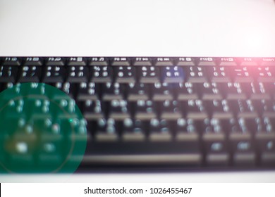 soft and blurry image: Close up computer keyboard isolated on white background with sunlight.