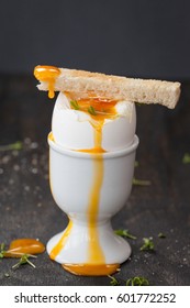 Soft Boild Egg With Runny Egg Yolk And Toast