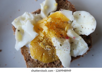          Soft boiled egg on bread                     