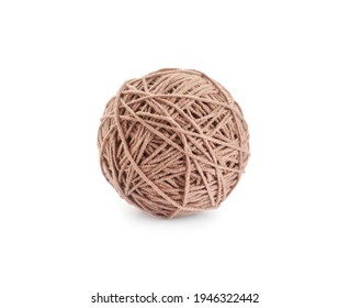 Soft Brown Woolen Yarn Isolated On White