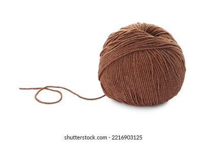 Soft Brown Woolen Yarn Isolated On White