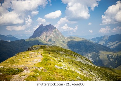 Soft Clouds Over Summit In Alps Shadow Of The Clouds In The Distance No People Walk Path