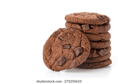 Soft Dark Chocolate Brownie Cookies On White