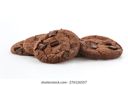 Soft Dark Chocolate Brownie Cookies On White