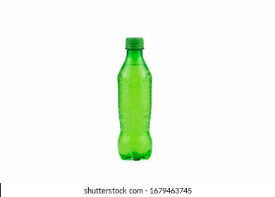 Soft Drink Bottles Clear Water Isolated On White Background With With Water Droplets Clipping Path