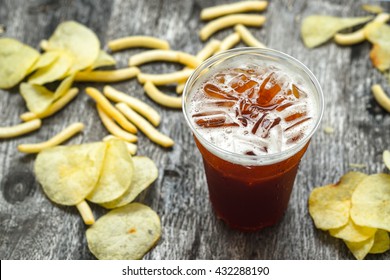 soft drink with junk food