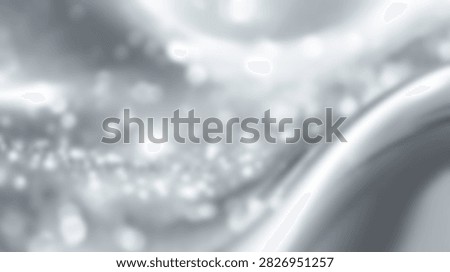 A soft focus abstract background in shimmering silver tones with scattered bokeh lights and elegant smooth curves.