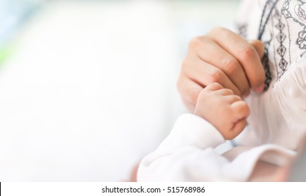 Soft focus and blurry of Baby Hands , selective focus ,  blur photo