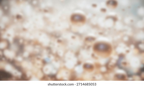 Soft Focus Bubbles Floating in Light with Abstract Bokeh Background.