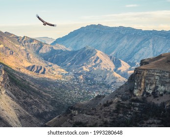 Soft Focus. City In A Deep Mountain Gorge. Authentic Dagestani Mountain Village.