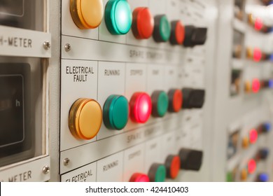 Soft Focus Electrical Fault Lighting On Control Panel Board.