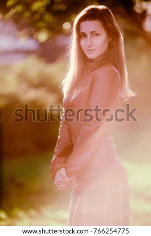 Similar – Close up portrait of happy blonde girl