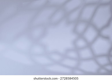 Soft focus geometric net shadow placed in the corner on a cool light background