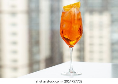 Soft Focus, Home Italian Aperol Spritz Cocktail With Orange