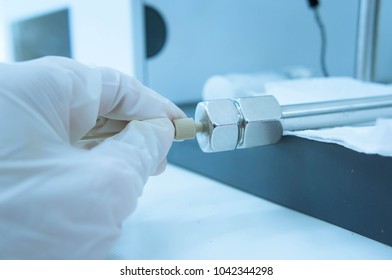 Soft Focus Scientist Set Up C-18 Column To The High Performance Liquid Chromatography Machine, This Column Used For Separation Of Organic Acid   