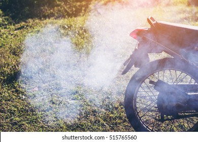 Soft Focus Smoke From Exhaust Motorcycle