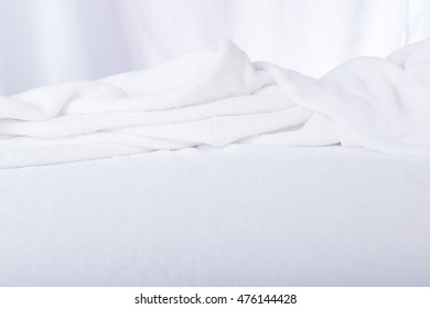 Soft Focus Of White Towel Texture Close Up