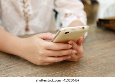 Soft Focus Woman Hand Use Phone