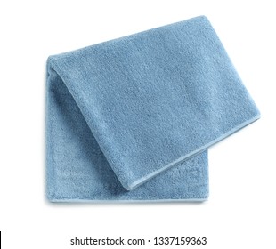 Soft folded towel isolated on white, top view