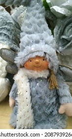 Soft Funny Cheerful Smiling Snow Maiden Gnome Elf In Winter Fur Hat. Crafters Virtual Christmas Fair. Cute Handmade Gift Toy. Happy New Year. Xmas Collection. Sewing Angel Doll For Kids. Shopping.