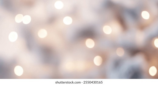 Soft, glowing bokeh lights create a dreamy winter ambiance.