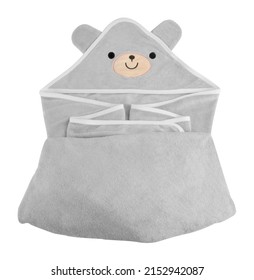 Soft Gray Bear Baby Blanket Folded