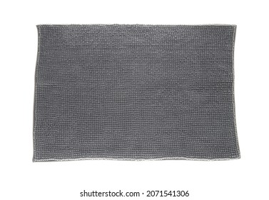 Soft Grey Bath Mat Isolated On White, Top View